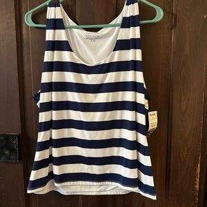 Navy and White Striped Women's Top